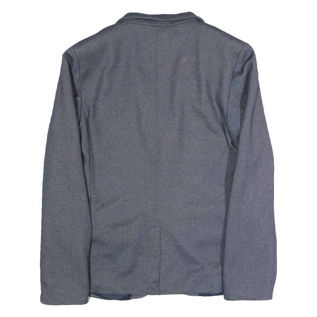 Mens Blue Cotton Blend Button Jacket L Plain Classic Casual Smart