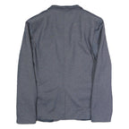 Mens Blue Cotton Blend Button Jacket L Plain Classic Casual Smart