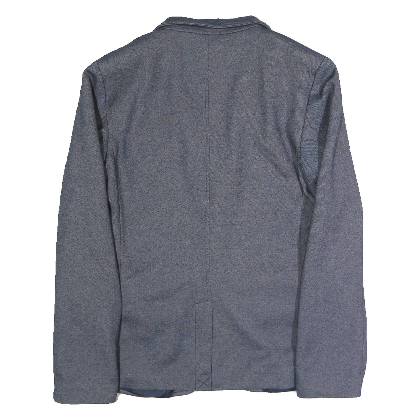 Mens Blue Cotton Blend Button Jacket L Plain Classic Casual Smart