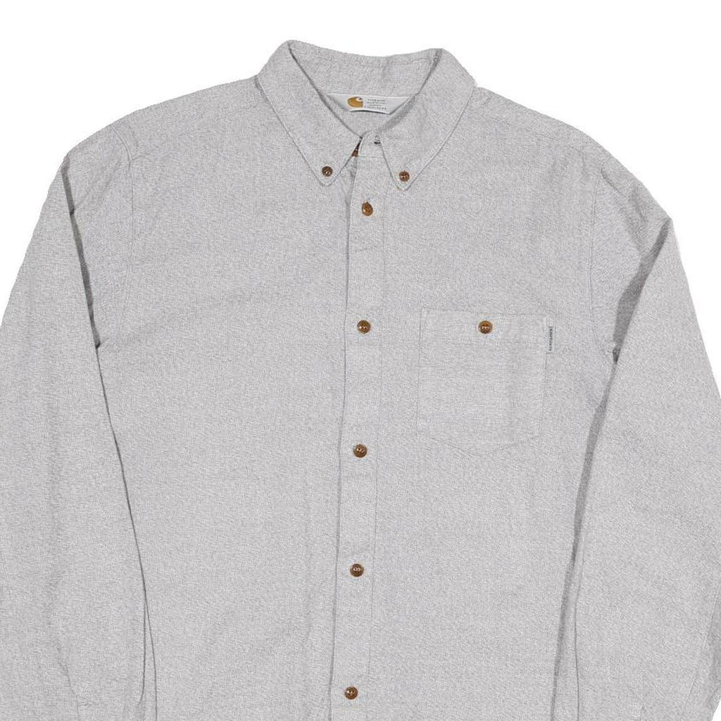 CARHARTT Mens Grey Button-Down Cotton Blend Shirt L Casual Workwear Durable