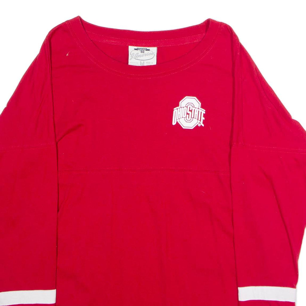 J. AMERICA Ohio State Buckeyes Womens T-Shirt Red Long Sleeve USA Crew Neck M