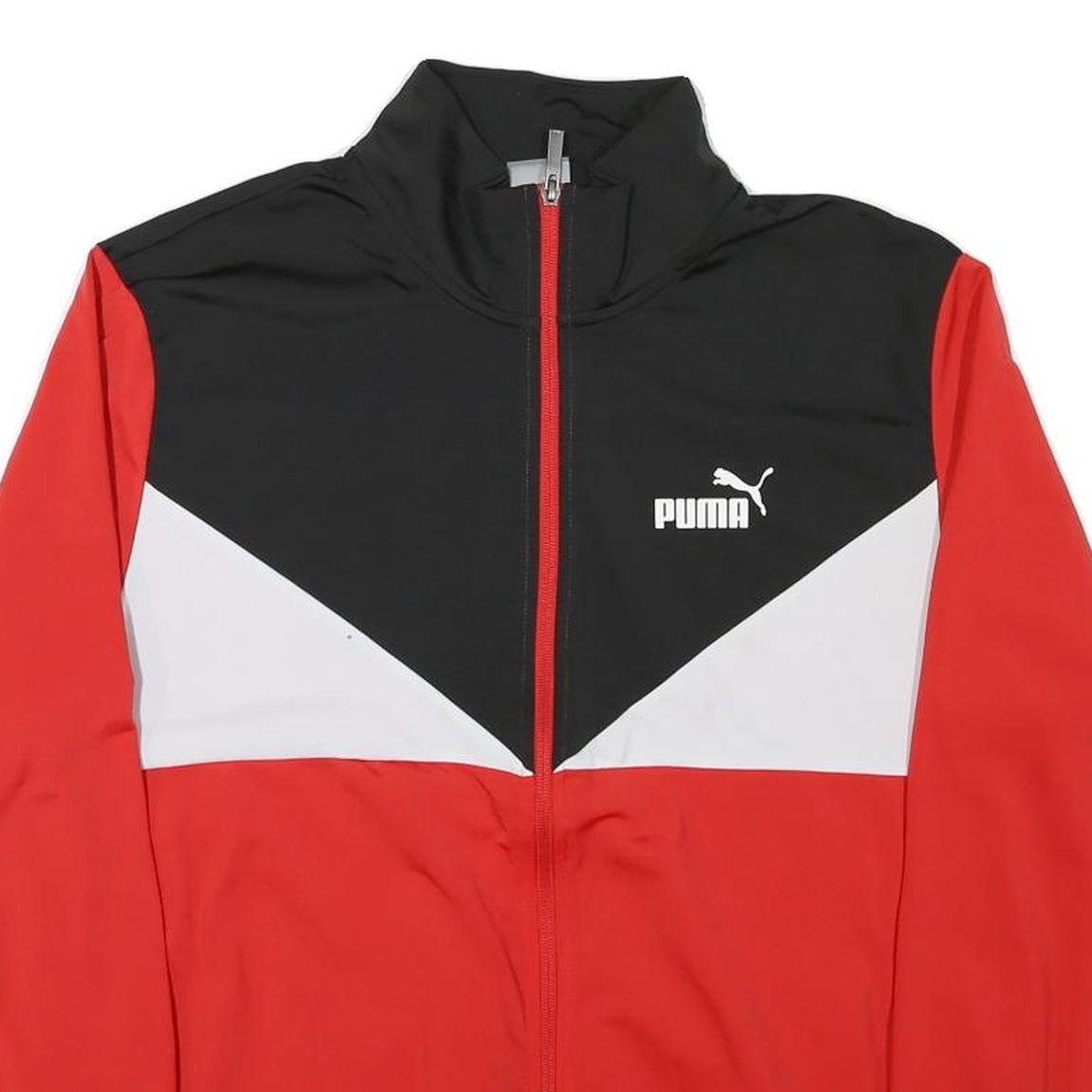 PUMA Mens Red Black & White Zip Up Jacket XL Polyester Blend Colourblock