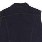 COSTELLO Mens Black Cotton Blend Denim Jacket L Button Sleeveless Classic Vest