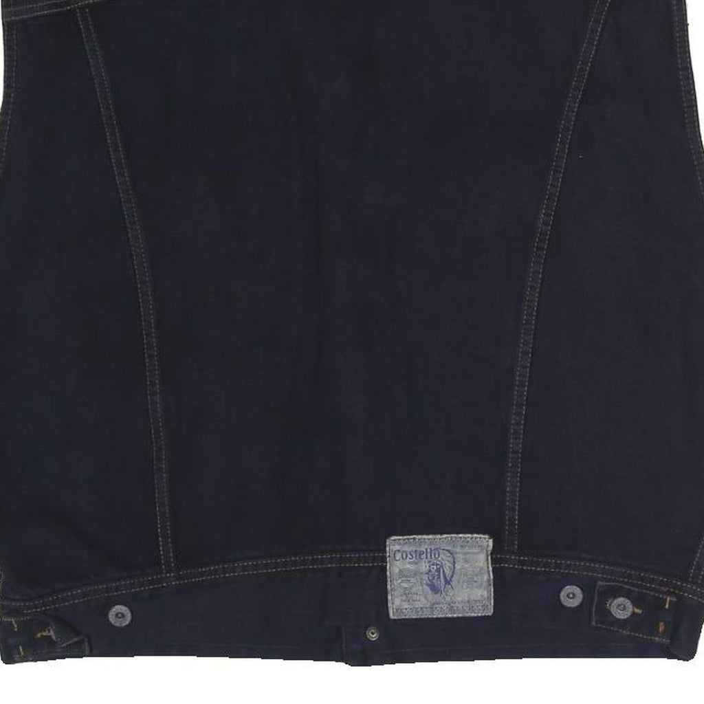 COSTELLO Mens Black Cotton Blend Denim Jacket L Button Sleeveless Classic Vest