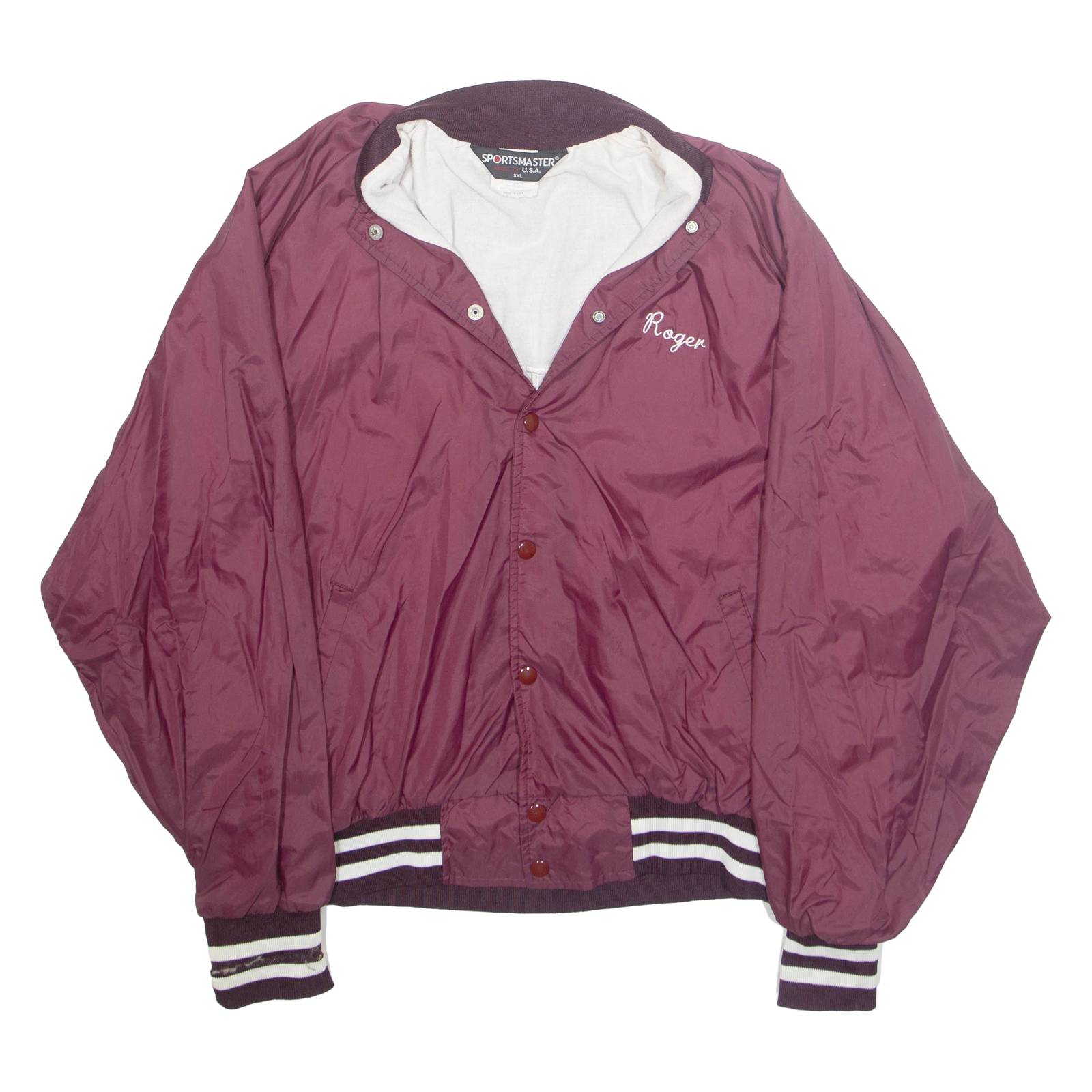 SPORTSMASTER Mens Varsity Jacket Red Nylon USA 2XL