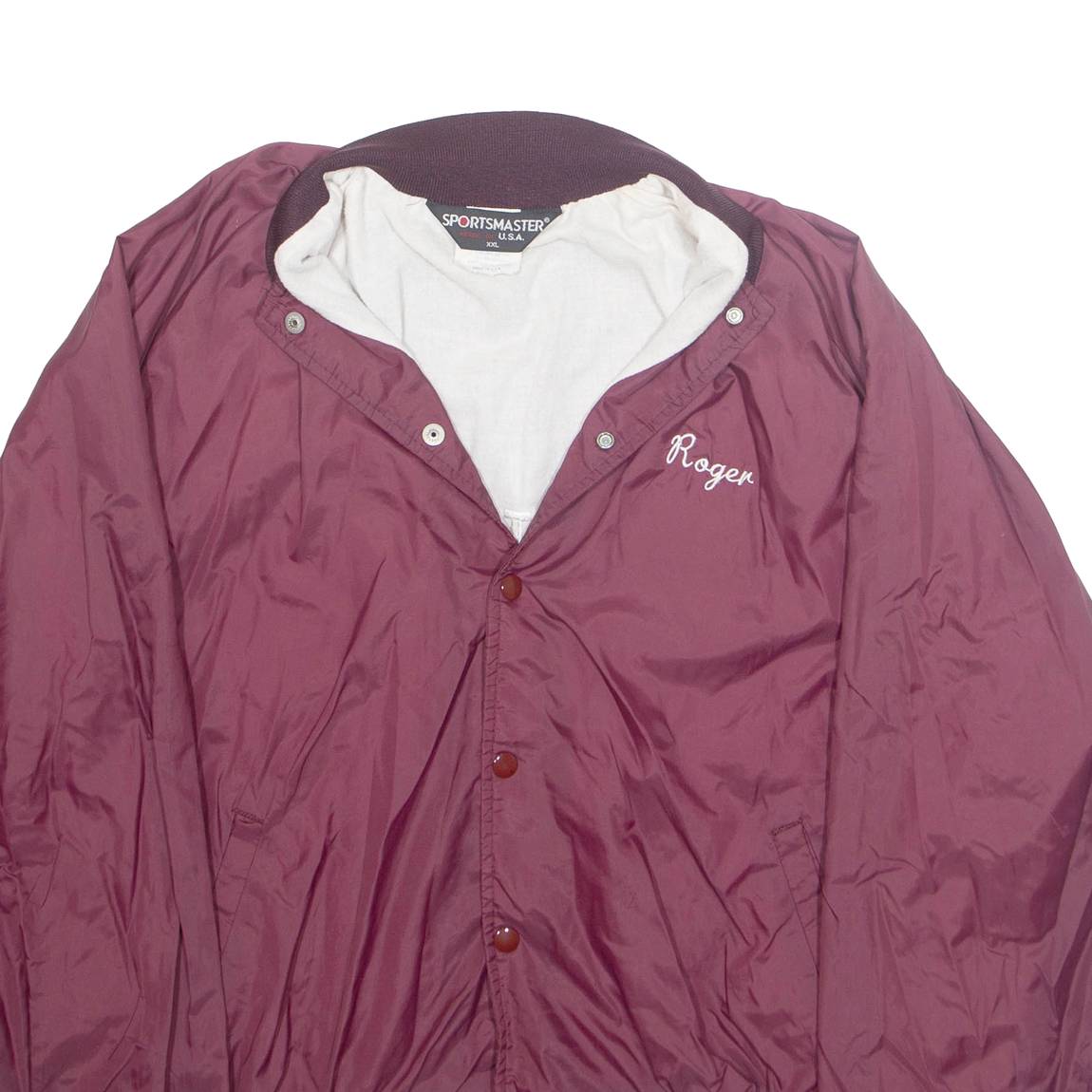 SPORTSMASTER Mens Varsity Jacket Red Nylon USA 2XL