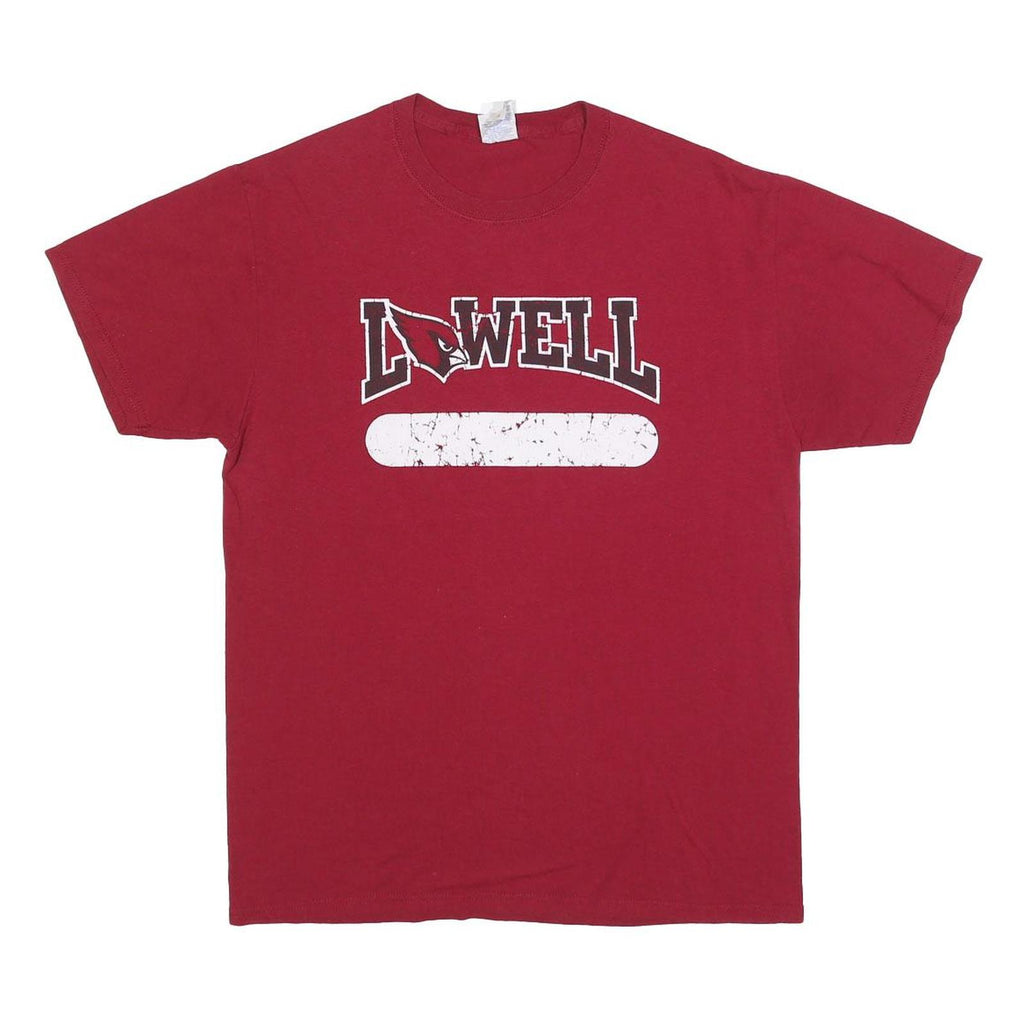 JERZEES Mens Red Lowell Graphic T-Shirt M Short Sleeve Crew Neck Collegiate