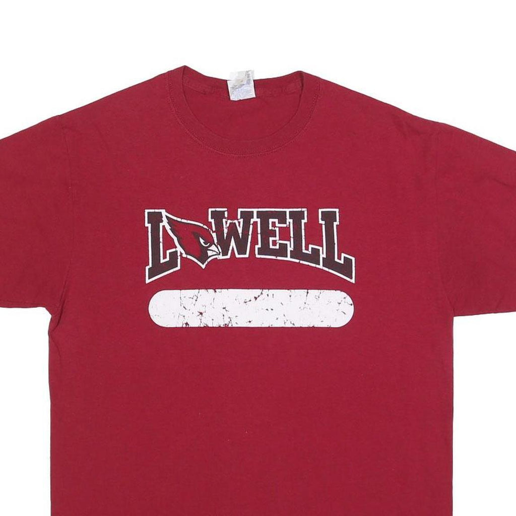 JERZEES Mens Red Lowell Graphic T-Shirt M Short Sleeve Crew Neck Collegiate