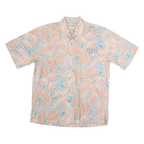 COOKE STREET Mens Blue & Beige Cotton Short Sleeve Shirt M Tropical Leaf Print