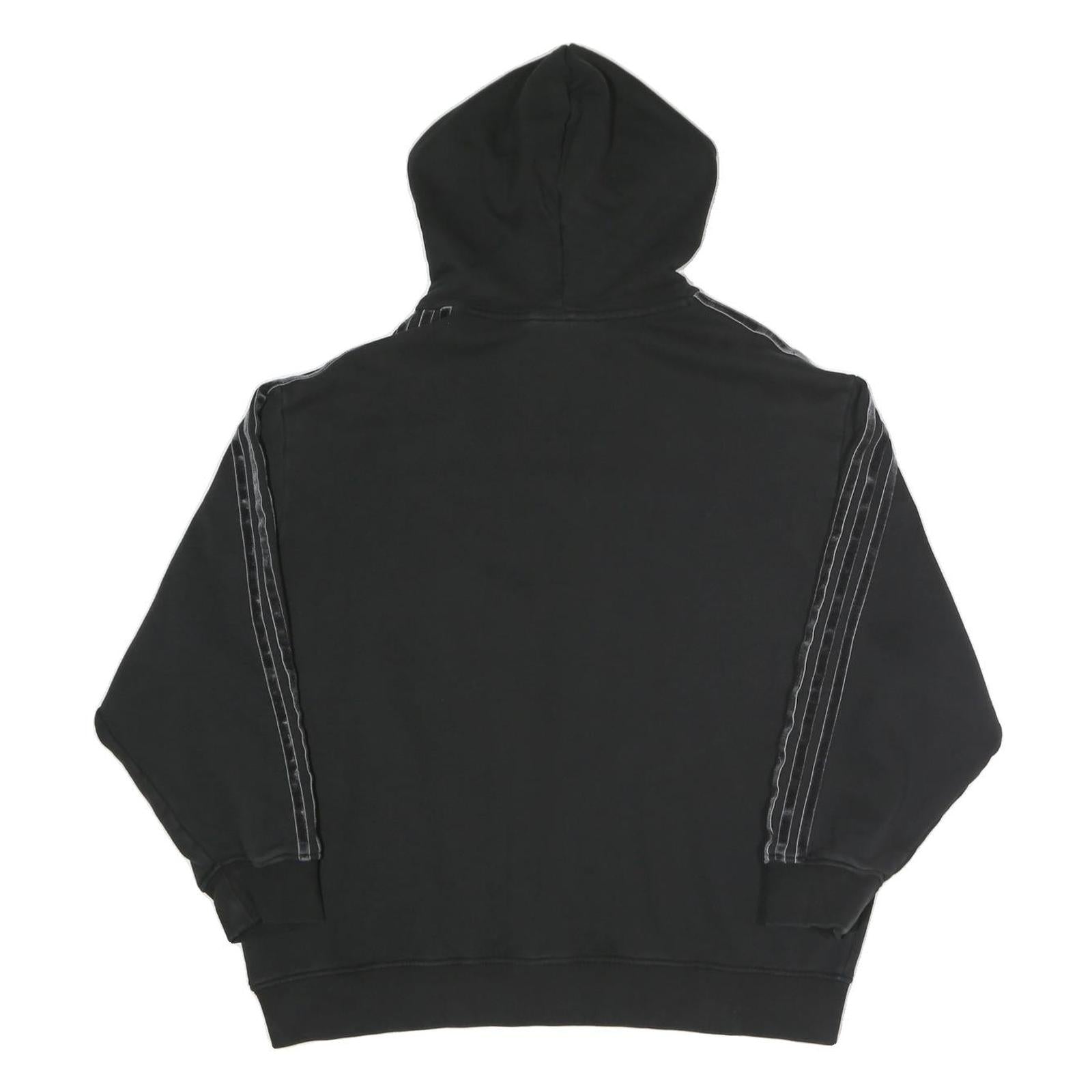 ADIDAS Womens Black Cotton Blend Hoodie UK 14 Three Stripe Casual