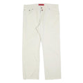 PIERRE CARDIN Mens Cotton Blend White Regular Straight Trousers W38 L30 Classic
