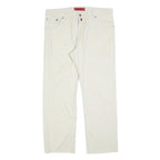 PIERRE CARDIN Mens Cotton Blend White Regular Straight Trousers W38 L30 Classic