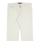 PIERRE CARDIN Mens Cotton Blend White Regular Straight Trousers W38 L30 Classic