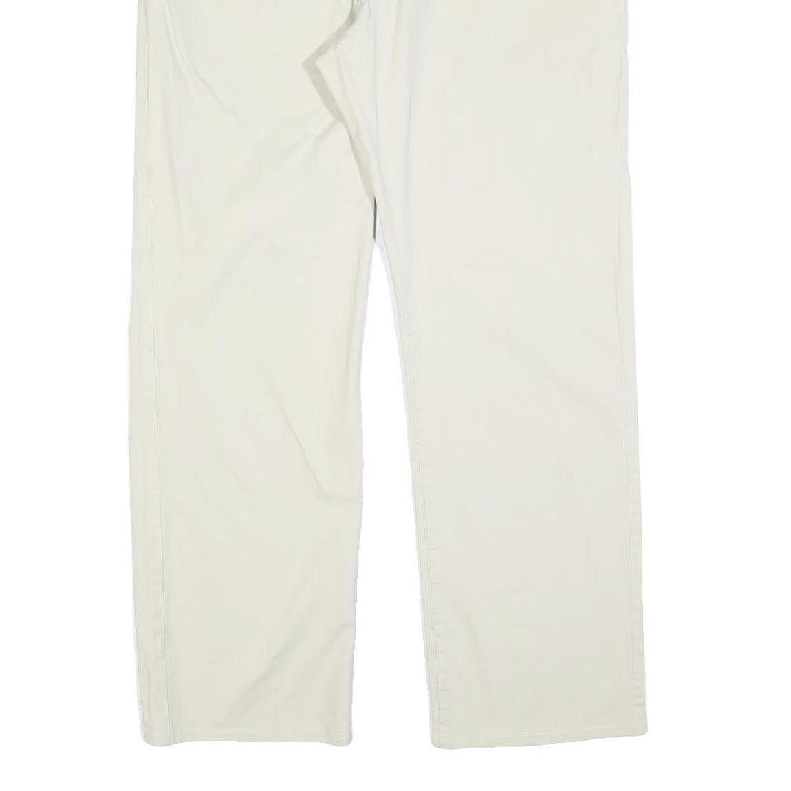 PIERRE CARDIN Mens Cotton Blend White Regular Straight Trousers W38 L30 Classic
