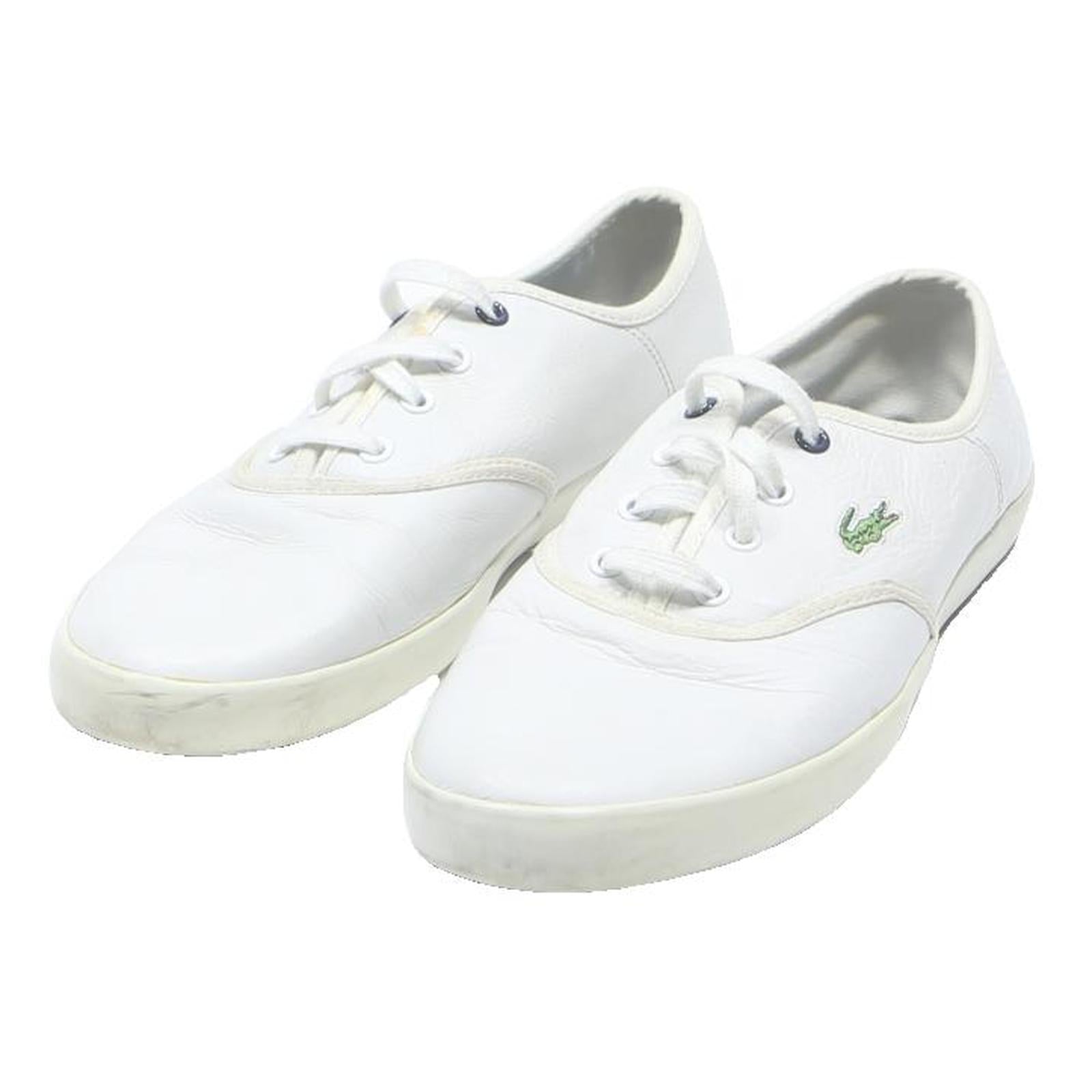 LACOSTE Leder Sneaker Mens Low Top Trainers White UK 7 Casual Footwear