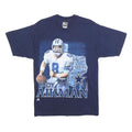 PRO PLAYER Mens Blue Troy Aikman Graphic T-Shirt M Short Sleeve Crew Neck