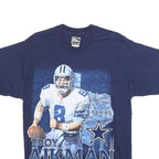 PRO PLAYER Mens Blue Troy Aikman Graphic T-Shirt M Short Sleeve Crew Neck