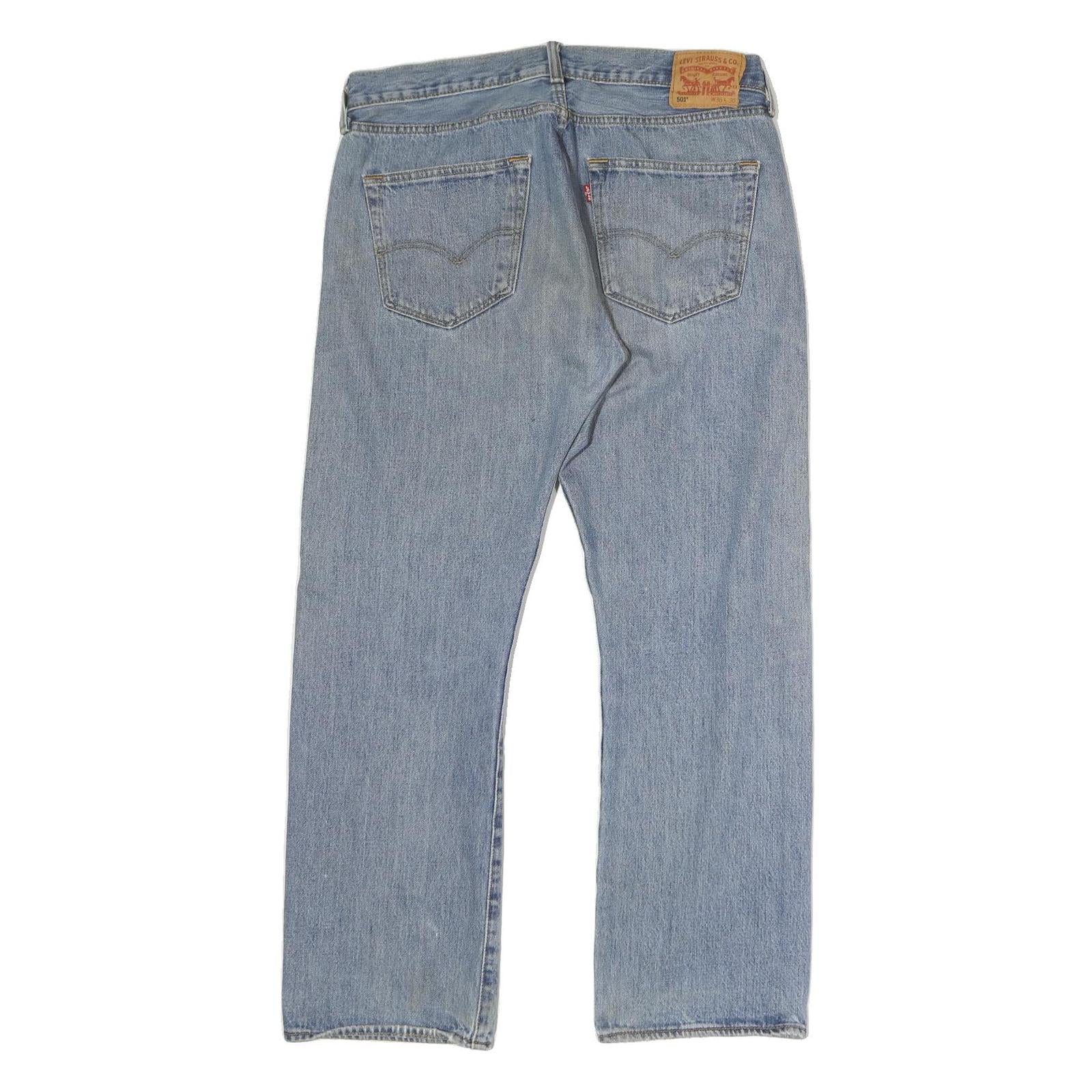 LEVI'S 501 Mens Jeans Blue Regular Straight Denim Medium W36 L30 Classic Fit Zip