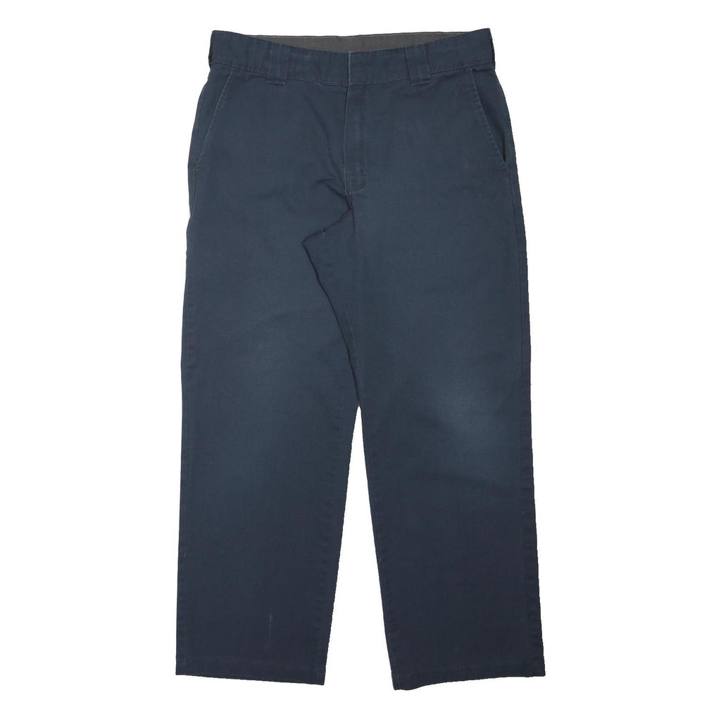 DICKIES Mens Regular Fit Navy Blue Workwear Trousers W36 L30 Zip Closure