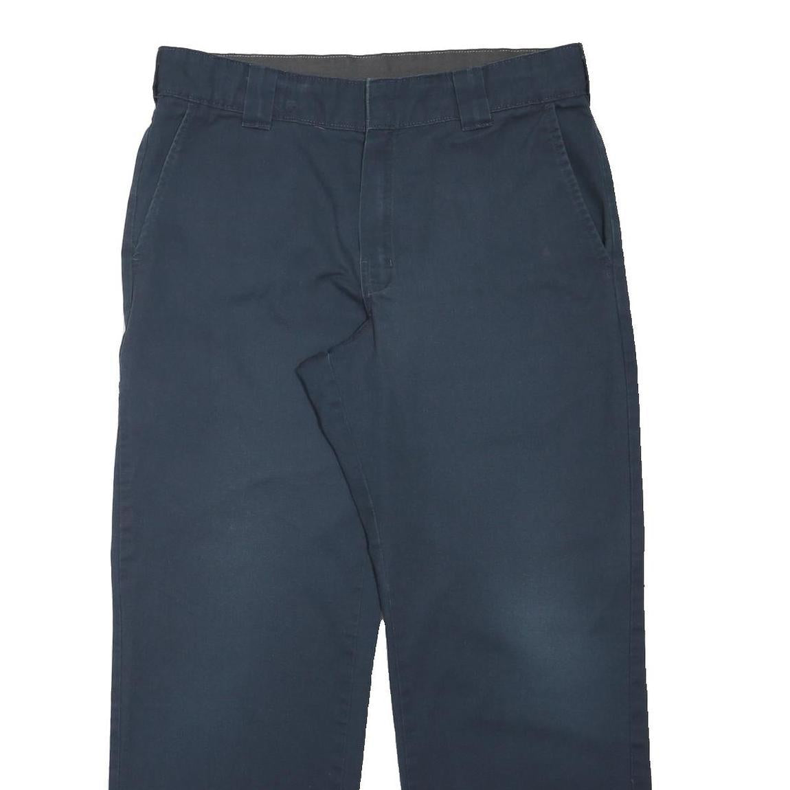DICKIES Mens Regular Fit Navy Blue Workwear Trousers W36 L30 Zip Closure