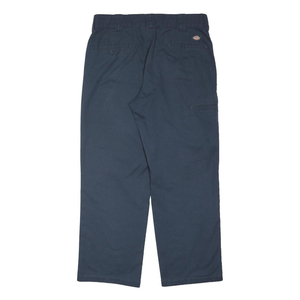 DICKIES Mens Regular Fit Navy Blue Workwear Trousers W36 L30 Zip Closure