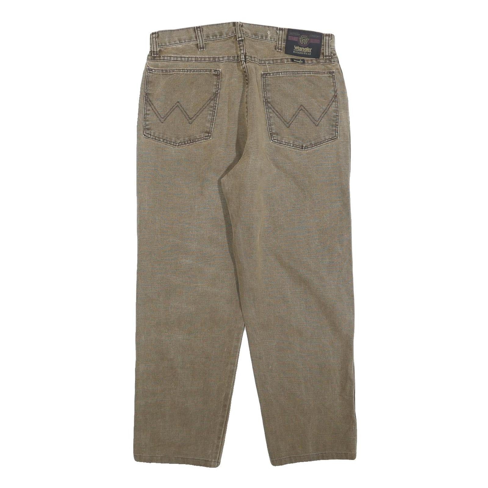 WRANGLER Mens Jeans Beige Regular Straight Denim W32 L26 Zip Cotton Blend