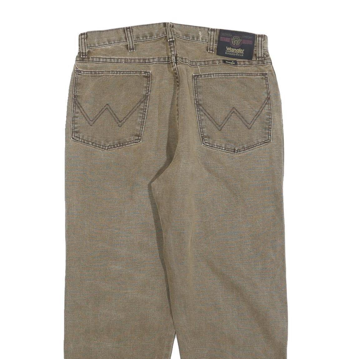 WRANGLER Mens Jeans Beige Regular Straight Denim W32 L26 Zip Cotton Blend