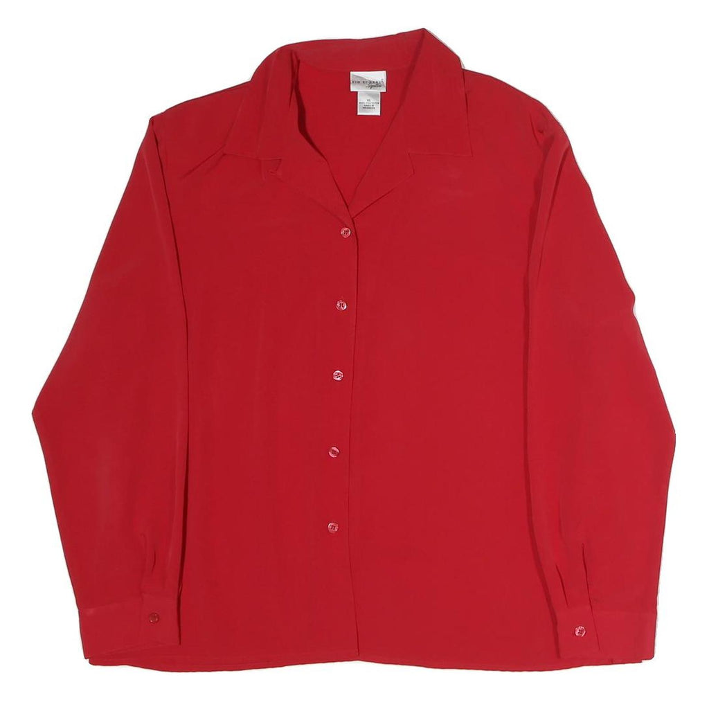 KIM ROGERS Womens Red Shirt Long Sleeve Collared XL Classic Button Up