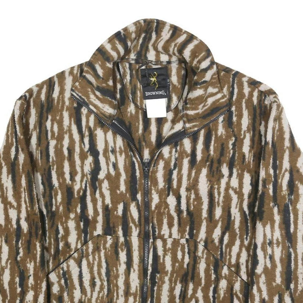 BROWNING Womens Brown & White Jacket L Synthetic Zip Animal Print Outdoor