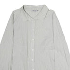 PENNYBLACK Mens White & Grey Striped Shirt L Cotton Blend Classic Fit