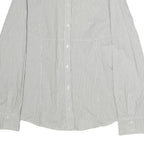 PENNYBLACK Mens White & Grey Striped Shirt L Cotton Blend Classic Fit