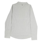 PENNYBLACK Mens White & Grey Striped Shirt L Cotton Blend Classic Fit