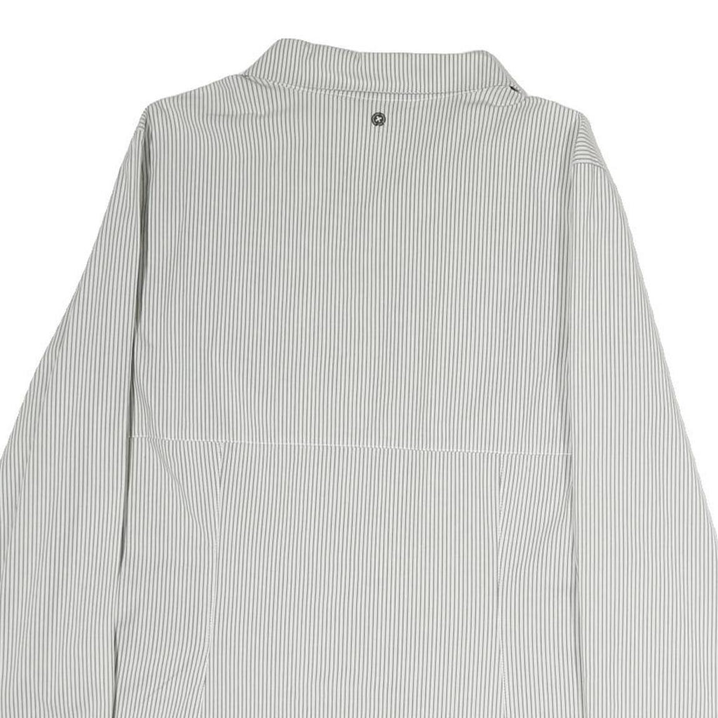 PENNYBLACK Mens White & Grey Striped Shirt L Cotton Blend Classic Fit