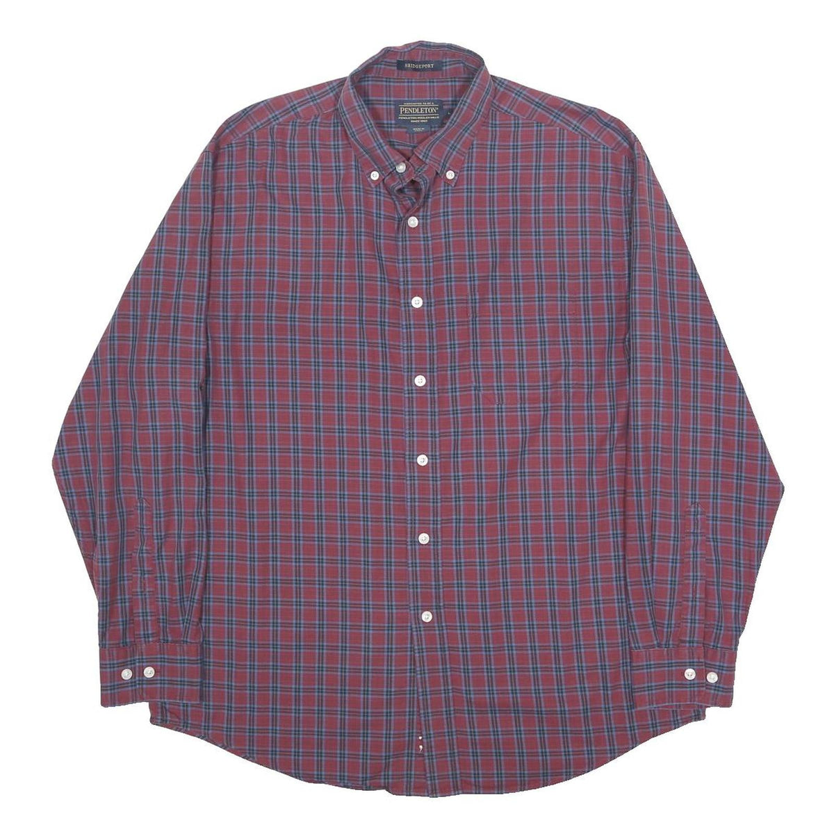 PENDLETON Mens Red & Blue Checked Cotton Shirt L Classic Button-Down