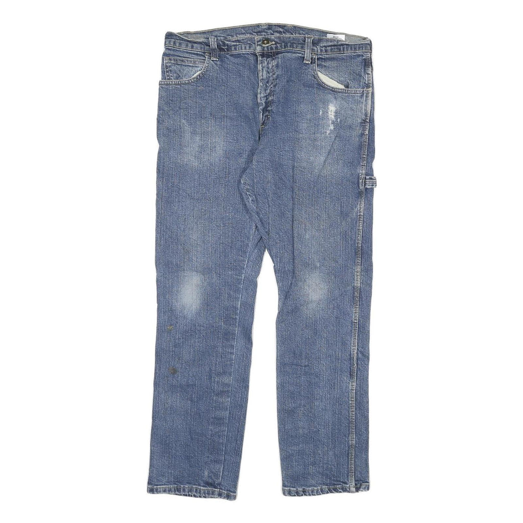 DICKIES Mens Slim Blue Denim Jeans W34 L30 Workwear Cotton Blend Zip