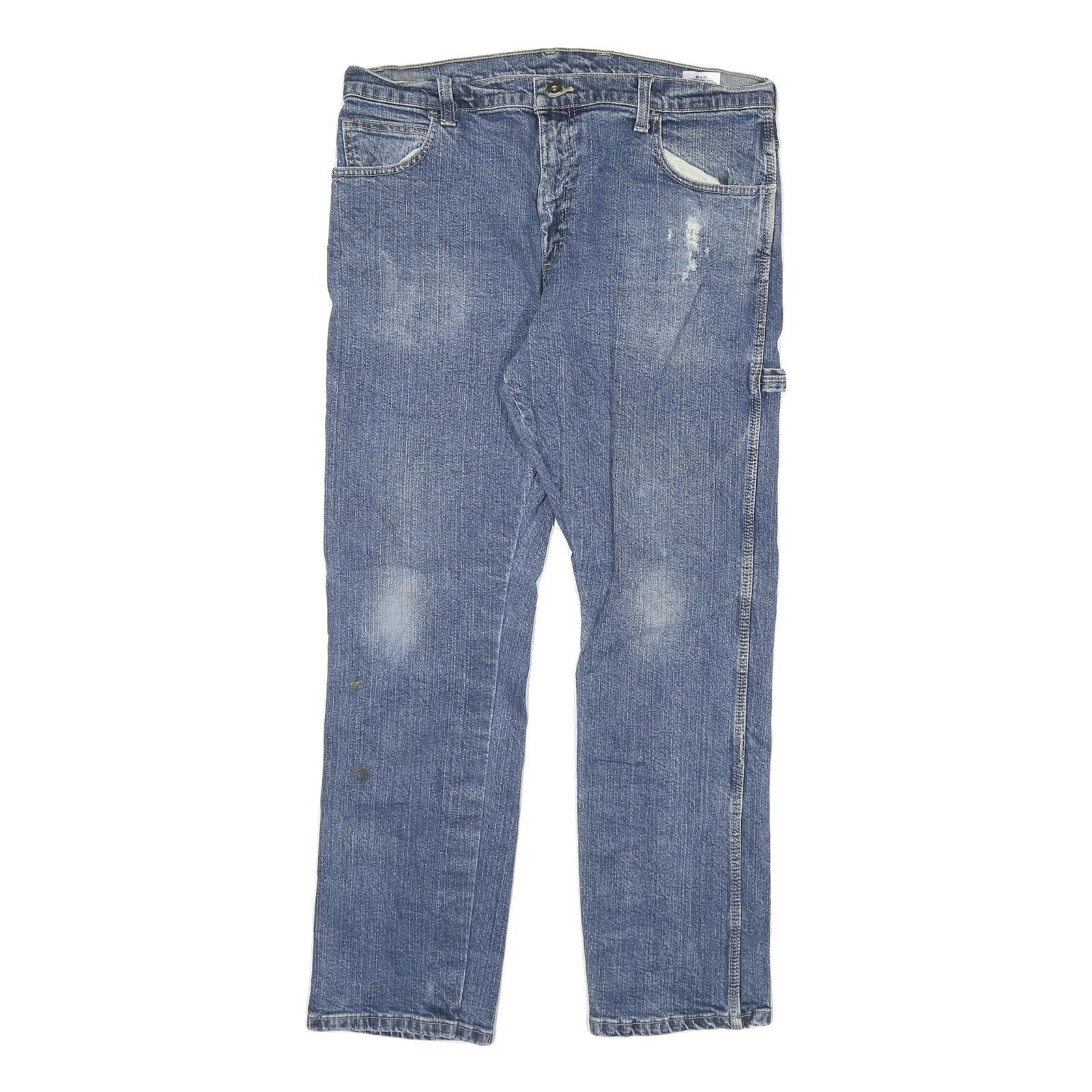 DICKIES Mens Slim Blue Denim Jeans W34 L30 Workwear Cotton Blend Zip