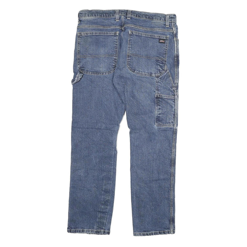 DICKIES Mens Slim Blue Denim Jeans W34 L30 Workwear Cotton Blend Zip