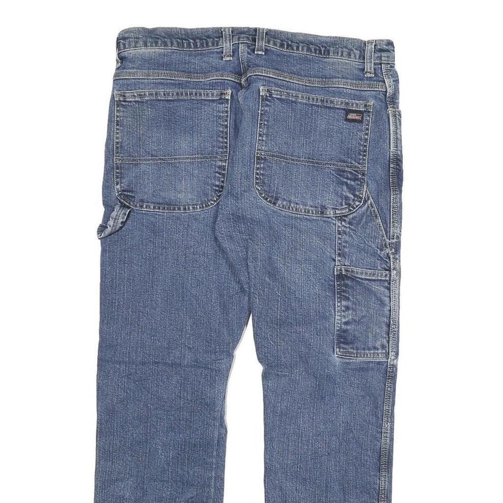 DICKIES Mens Slim Blue Denim Jeans W34 L30 Workwear Cotton Blend Zip
