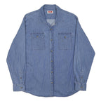 WRANGLER Mens Blue Denim Shirt L Cotton Blend Casual Button Up