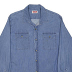 WRANGLER Mens Blue Denim Shirt L Cotton Blend Casual Button Up