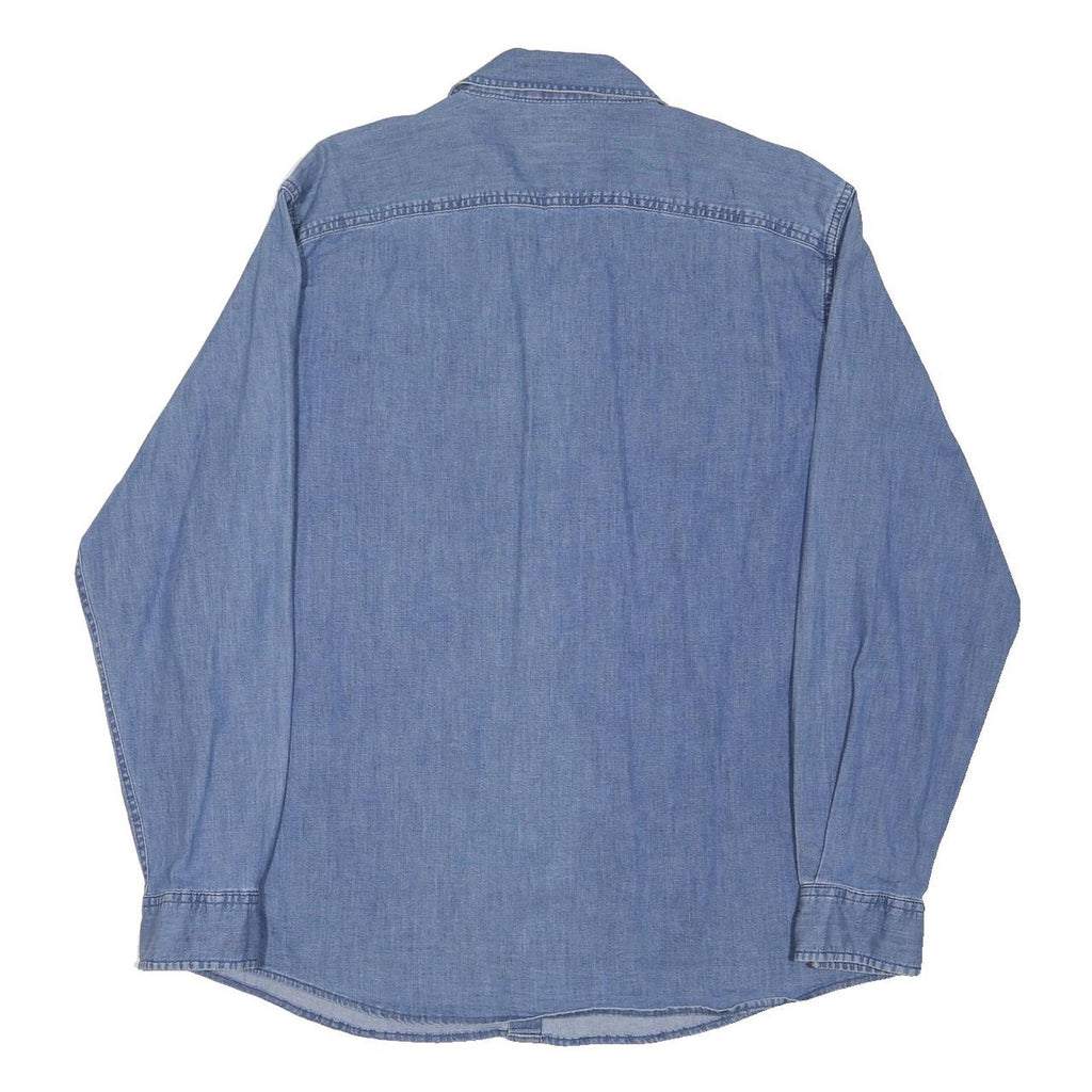 WRANGLER Mens Blue Denim Shirt L Cotton Blend Casual Button Up