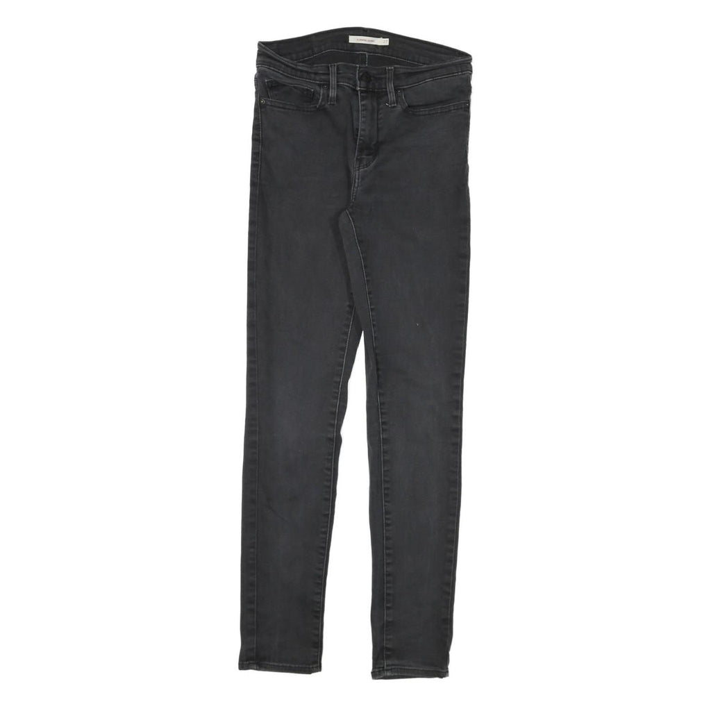 LEVI'S Womens Slim Black Denim Raw Cotton Blend Jeans W27 L28 Stylish Zip