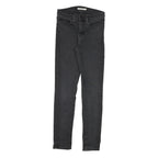 LEVI'S Womens Slim Black Denim Raw Cotton Blend Jeans W27 L28 Stylish Zip