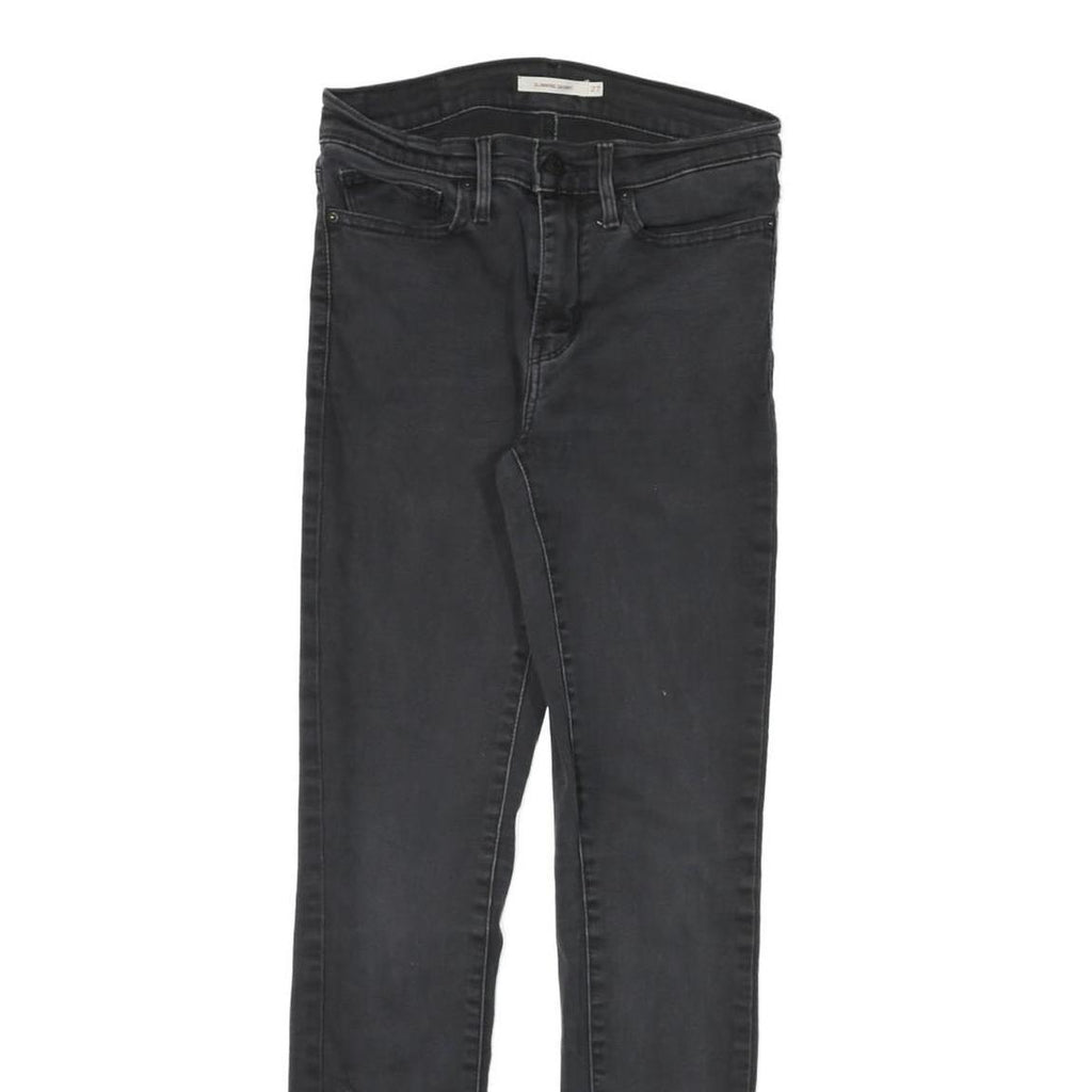 LEVI'S Womens Slim Black Denim Raw Cotton Blend Jeans W27 L28 Stylish Zip