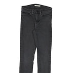 LEVI'S Womens Slim Black Denim Raw Cotton Blend Jeans W27 L28 Stylish Zip