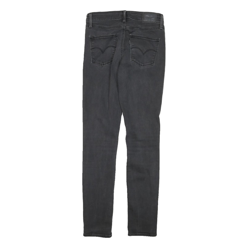 LEVI'S Womens Slim Black Denim Raw Cotton Blend Jeans W27 L28 Stylish Zip
