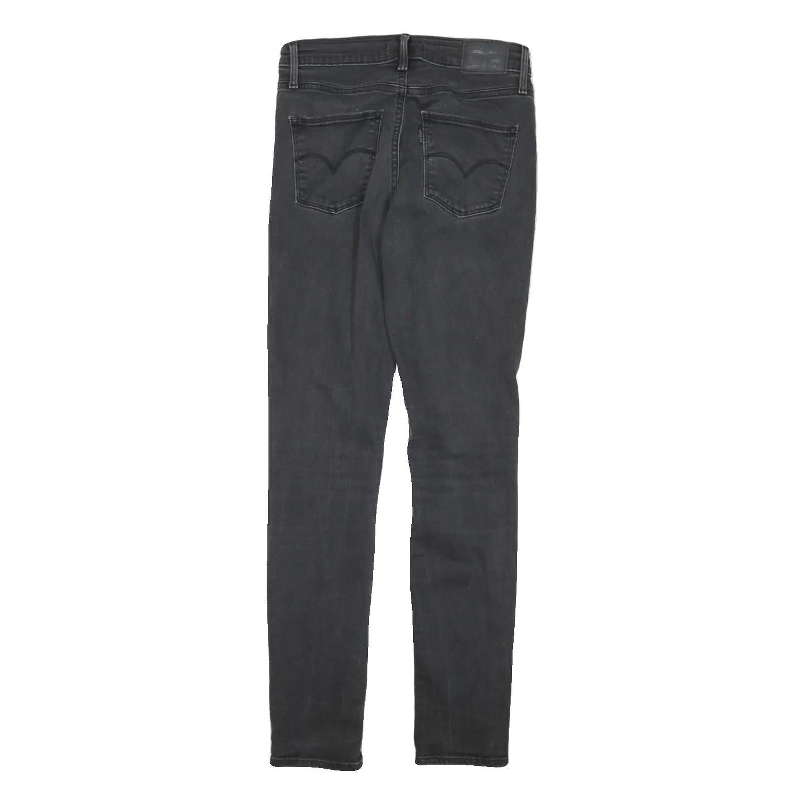 LEVI'S Womens Slim Black Denim Raw Cotton Blend Jeans W27 L28 Stylish Zip