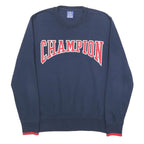 CHAMPION Mens Navy Blue Crew Neck M Logo Sweatshirt Cotton Blend Pullover