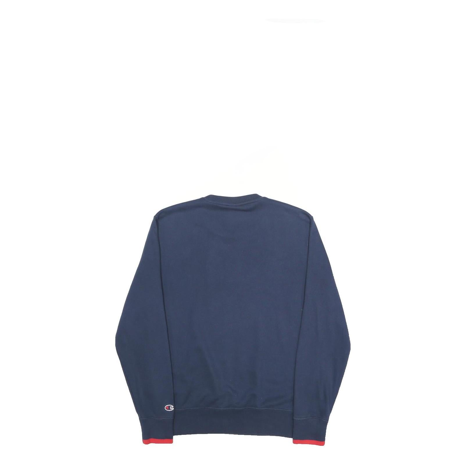 CHAMPION Mens Navy Blue Crew Neck M Logo Sweatshirt Cotton Blend Pullover