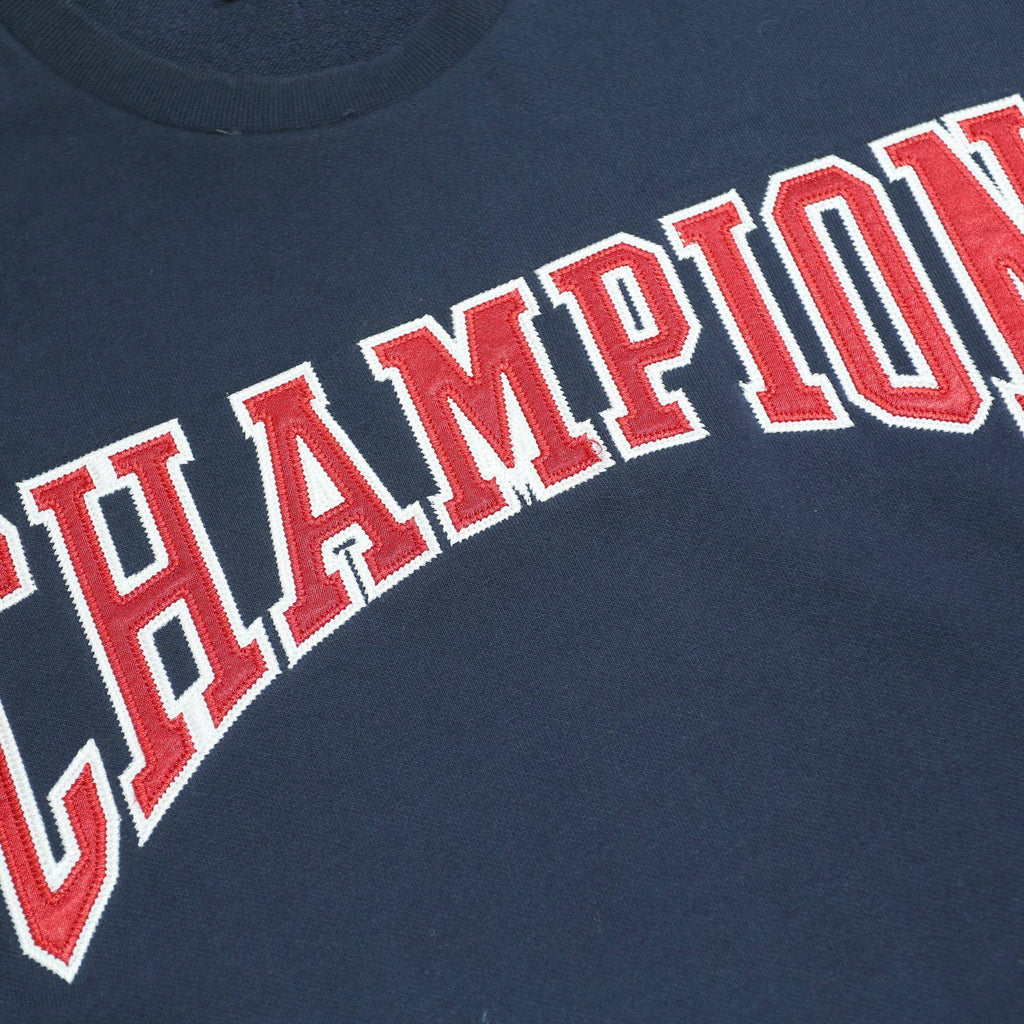 CHAMPION Mens Navy Blue Crew Neck M Logo Sweatshirt Cotton Blend Pullover